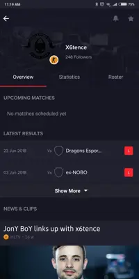 Upcomer eSports android App screenshot 7